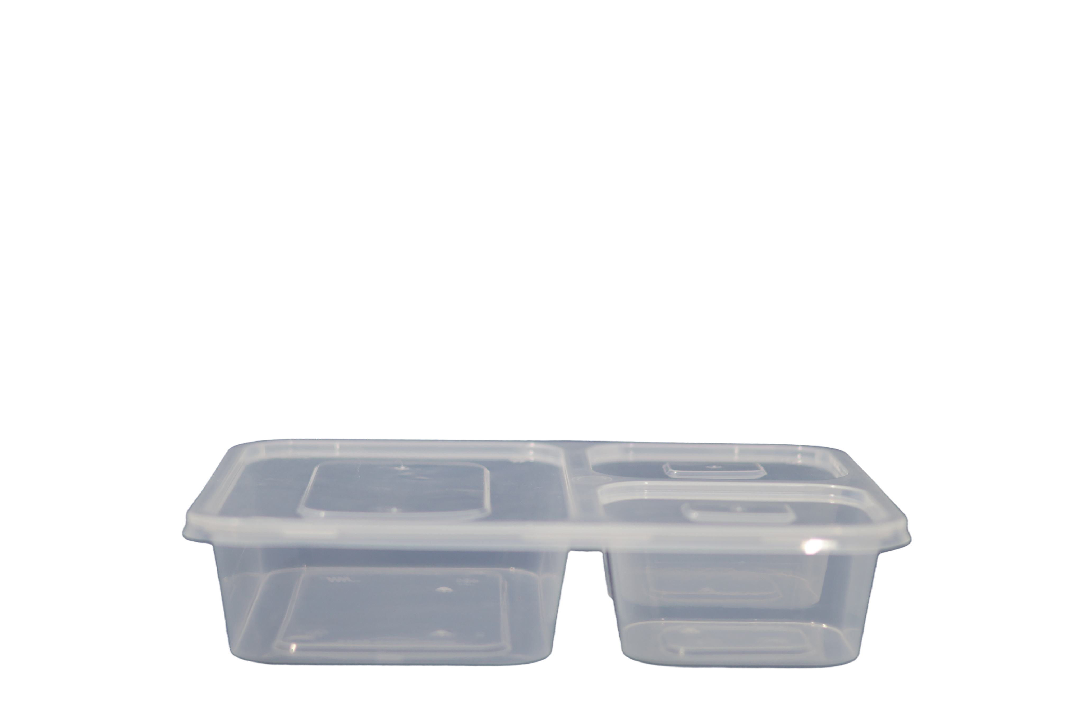PP Take Away Box 3 Compartment with Lid (MC1200)